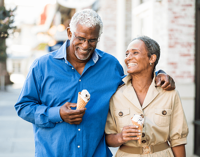 older couple eating ice cream