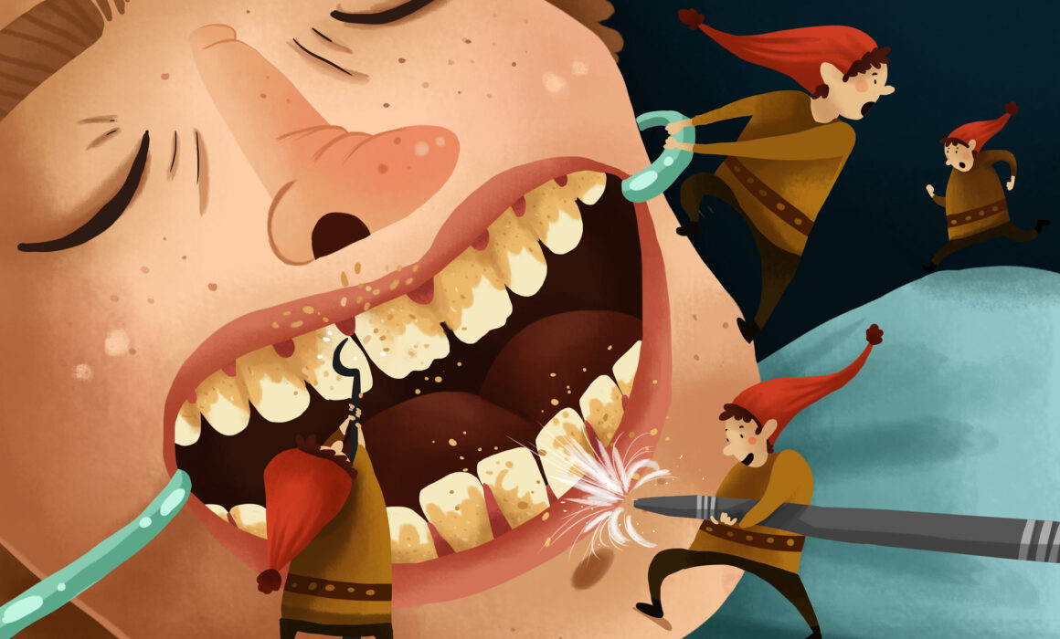 graphic illustration of a deep cleaning for gum disease or periodontitis